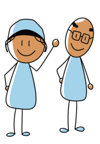 Illustration Jugendlicher und ältere Figur Illustration Jugendlicher und ältere Figur