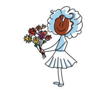 Illustration Mädchen mit Blumenstrauß Illustration Mädchen mit Blumenstrauß